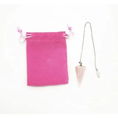 Afbeelding van Rozenkwarts slinger, kristallen zeshoekige vintage slinger voor wenshengel, chakra reiki waarzegging Wicca meditatiedispenser (roze)