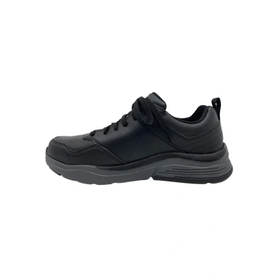 Afbeelding van Skechers Sportieve veterschoenen, Heren, Maat: 47.5, Black Leer en imitatieleer