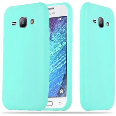 Afbeelding van Cadorabo Hoesje geschikt voor Samsung Galaxy J1 2015 in CANDY BLAUW Beschermhoes TPU silicone Case Cover