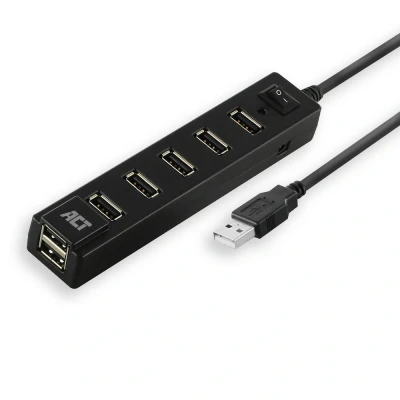 Afbeelding van ACT AC6215 HighSpeed USB Hub 2.0 7x A 480 Mbps On/Off Switch Zwart