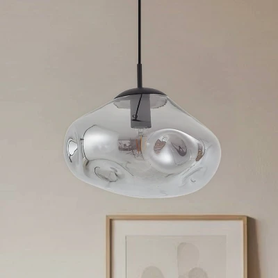 Afbeelding van Hanglamp Lindby Lelia, rookgrijs, glas, Ø 35 cm