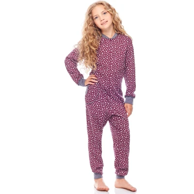 Afbeelding van Merry Style Kinder Pyjama ronde hals lange mouwen broek met zakken Katoen MS MS10 186 PJ Wein Sterne Dunkelmelange 122 128