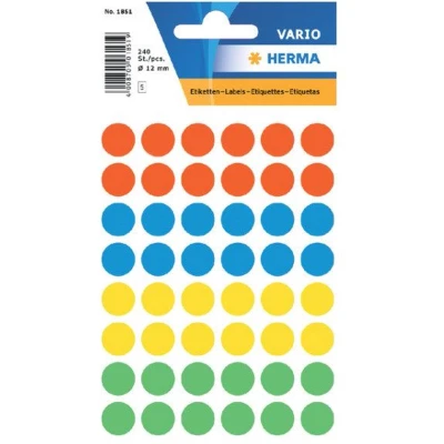 Afbeelding van Huismerk Herma 1851 Etiket Rond 12mm Assorti 2400 etiketten