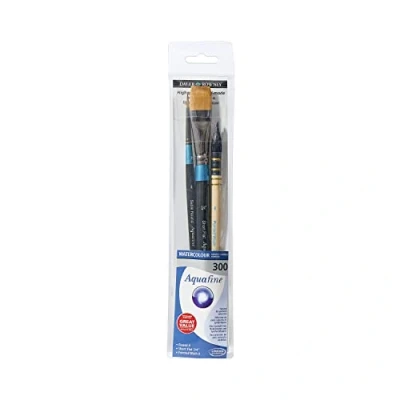 Afbeelding van Daler Rowney Aquafine Aquarel en gouache penseelset met korte handgreep, zacht kunst geitenhaar, 3 verschillende penselen, ideaal voor professionals