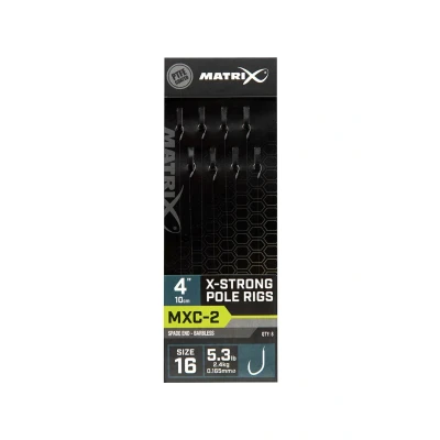 Afbeelding van Matrix Onderlijn MXC 2 X Strong Pole Rigs 10cm Spade End Barbless (8 pcs) Maat : Haak 16 0.165mm