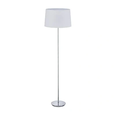 Afbeelding van Relaxdays staande lamp woonkamer vloerlamp met lampenkap E27 fitting 148.5 cm hoog wit