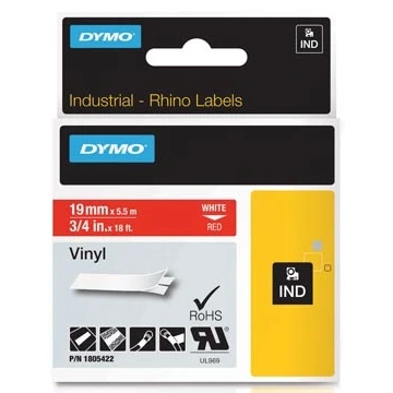 Afbeelding van Dymo 1805422 Tape Wit op rood (19 mm)