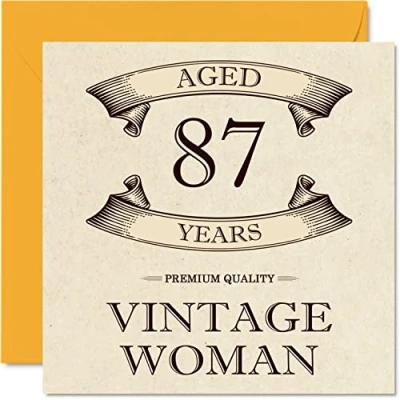 Afbeelding van Vintage 87e verjaardagskaarten voor vrouwen leeftijd 87 jaar leuke verjaardagskaart mama zus vrouw oma oppas tante 145 mm x dames wenskaarten,