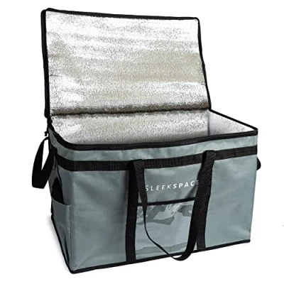 Afbeelding van Sleekspace Grote Geïsoleerde Tas voor Heet of Koud Voedsel. Opvouwbare Koeltas, Thermische Tas, Boodschappentas, Picknick Lunchtas, Bevroren Voedseltas, Pizzatas, Instacart Boodschappentas
