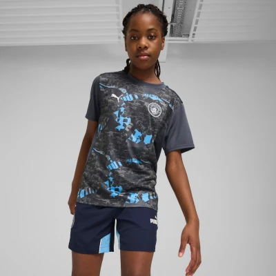 Afbeelding van Puma Manchester CITY Prematch Youth Tshirt print Strong graycool light gray voor kinderen, Maat: 152, cool