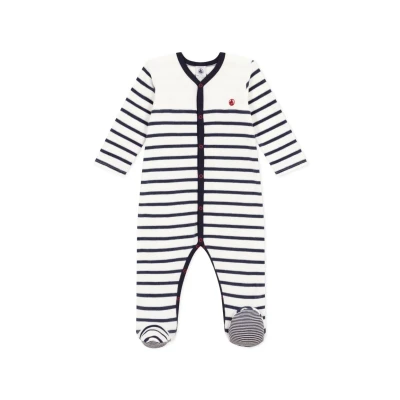 Afbeelding van Petit Bateau JongensMeisjes Babypak met streepprint in de kleur Gebroken wit, maat: 62