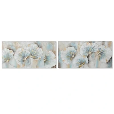 Afbeelding van Schilderij Home ESPRIT Blauw Gouden Canvas Hout MDF Traditioneel 120 x 3 60 cm (2 Stuks)