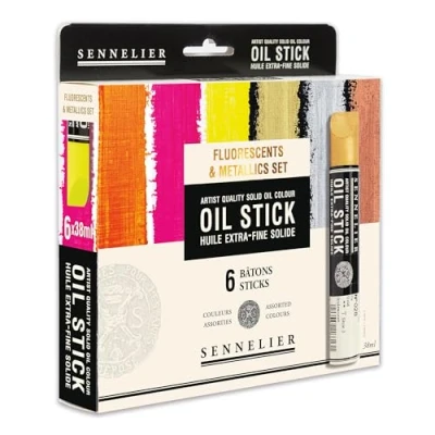 Afbeelding van Sennelier Fluorescerende &amp; metallic kleuren set met 6 oliesticks N130123.01