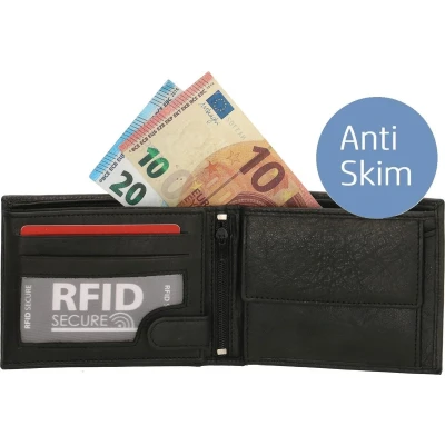 Afbeelding van Heren Portemonnee Bilfold Echt Leer Zwart RFID