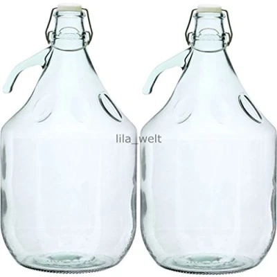 Afbeelding van Unbekannt 2 x 5 l fermentatieballon met beugelsluiting fles glazen ballon wijnballon strijkfles
