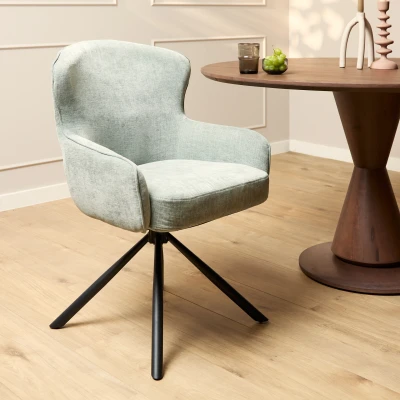 Afbeelding van Eetkamerstoel Hanna Water Green Met armleuning