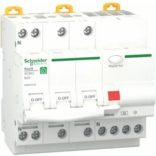 Afbeelding van Schneider Resi9 Alamat R9D64720 20A 3P+N 300mA B Kar. 6Ka