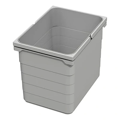 Afbeelding van eins2vier Afvalbak Hoogte: 250 mm Inhoud 15 liter 306 x 230 aluminium grijs 5078.90 Afvalscheidingssysteem Compostbak van SOTECH