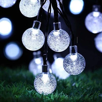 Afbeelding van Solar String Lights Outdoor 24Ft 50 LED Tuin Waterdichte Crystal Globe Indoor/Outdoor Fairy Lights, Decoratieve Verlichting voor Thuis, Tuin, Feest, Kerstmis, Festival (Wit)