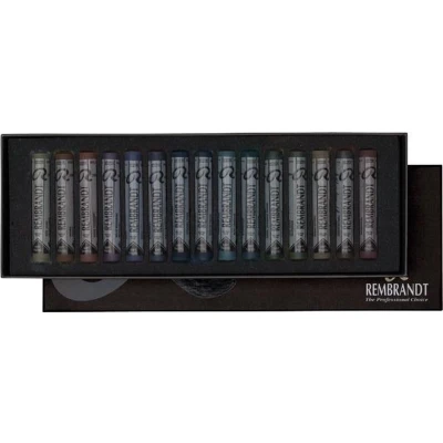 Afbeelding van Soft pastel set heel 15 donkere kleuren softpastels pastelkrijt