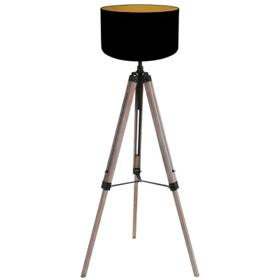 Afbeelding van Steinhauer Tripod vloerlamp Triek met zwarte kap 4107ZW