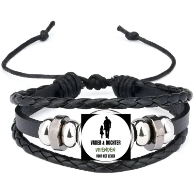 Afbeelding van Akyol vader en dochter armband zwart Liefde vrienden verjaardagscadeau cadeau voor vader/dochter gift kado