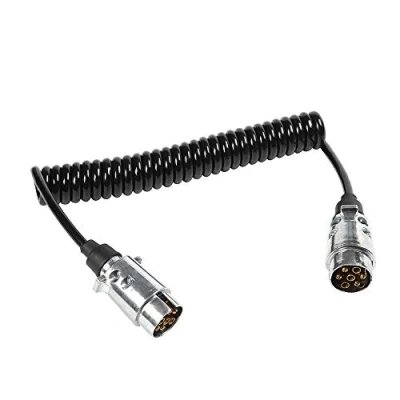 Afbeelding van ETUKER Verlengsnoer voor aanhanger, 7 polig, aluminiumlegering, stekker, stopcontact, 12 V verlengkabel, spiraalkabel, adapter, 2 meter, aanhangers/vrachtwagens/RV/auto&#039;s