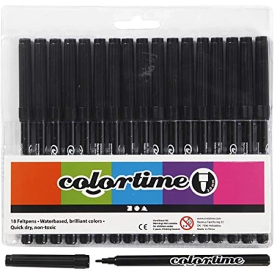 Afbeelding van Colortime stiften lijndikte 2 mm zwart 18 stuks
