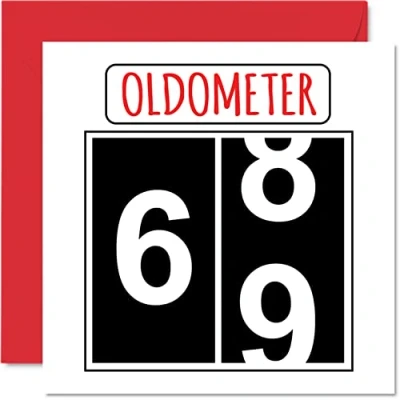 Afbeelding van Leuke 69e verjaardagskaarten voor mannen vrouw Oldometer Happy Birthday Card papa mama opa oppas oma oom tante neef, 145 mm x wenskaarten, verjaardagskaart