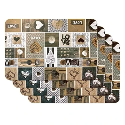 Afbeelding van Venilia Love in the air kerstprint placemat, placemat voor eetkamer, rechthoekig, 4 stuks, 45 x 30 cm, 59068