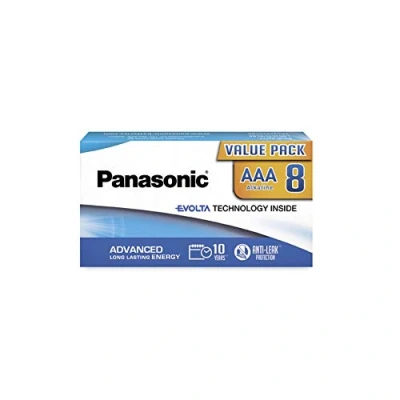 Afbeelding van Panasonic EVOLTA TECHNOLOGY INSIDE, AAA Micro LR03, 8 pack in plasticvrije verpakking, 1,5 V, premium batterij met langdurige energie, alkalinebatterij