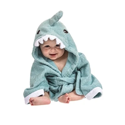 Afbeelding van Lexikind handdoek met capuchon baby: badstof badjas babyhanddoek capuchon, haaiblauw., 1 Stück (1er Pack)
