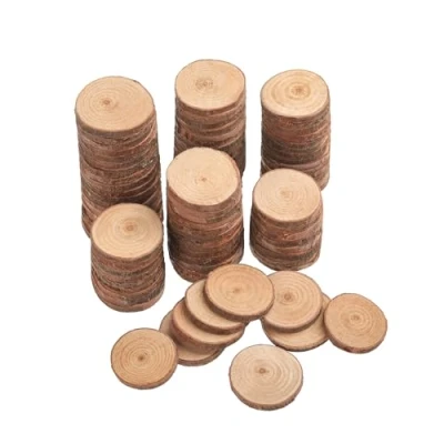 Afbeelding van LAZACA houten schijven om te knutselen, kleine decoratie, log, schijven, onafgewerkte doe het zelf handwerk, bruiloft, middenstukken, kerstdecoratie, boomschijf (100 stuks (3 4