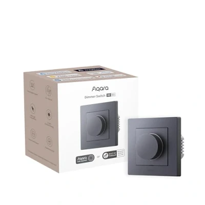 Afbeelding van Aqara Dimmer Schakelaar H2 EU Thread/Zigbee Protocol, 2 in 1 Neutraal, 200 W, voor Dimbare LED/CFL/gloeilamp/Halogeen/ELV lichten, Ondersteunt Apple Home, Alexa, Google Matter (Grijs)