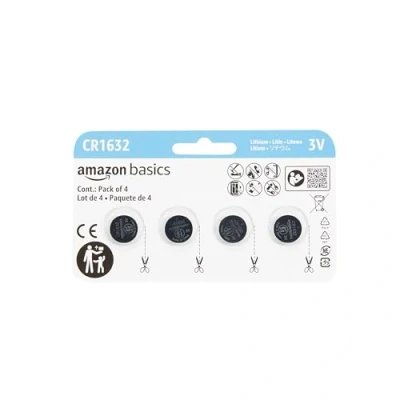 Afbeelding van Amazon Basics Knoopcelbatterijen, lithium, CR1632, set van 4 (1 set)