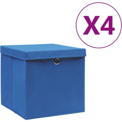 Afbeelding van vidaXL Opbergboxen met deksel 4 st 28x28x28 cm blauw