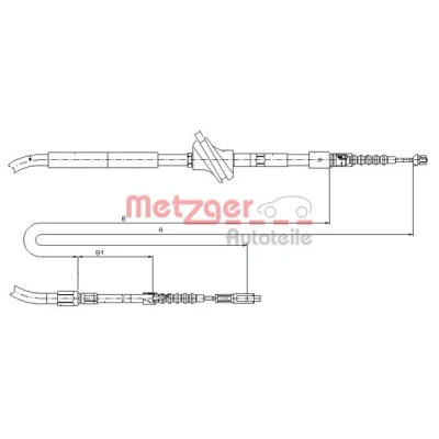 Afbeelding van METZGER 10.7583 Handremkabel Links achter, Rechts 922/367, 1491mm Schijfremmen COFLE