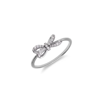Afbeelding van Lucardi Dames Zilveren Ring strik zirkonia 925 Zilver Zilverkleurig 16 / 50 mm