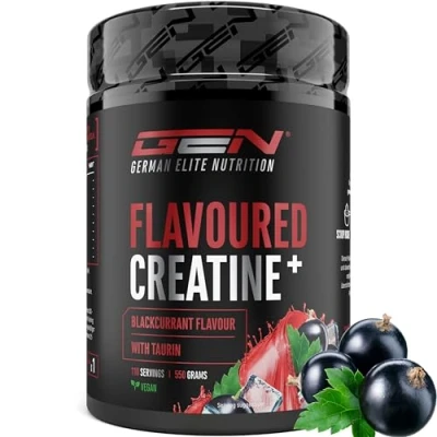 Afbeelding van Gearomatiseerd Creatine Poeder 550g Monohydraat + L Taurine Gemicroniseerde met Aroma Geen Suiker &amp; Top Oplosbaarheid Veganistisch (Blackcurrant)