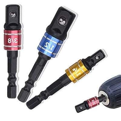 Afbeelding van 3 Delige Slagadapterset 1/4&quot; 1/2&quot; 3/8&quot; Verloopset Verandert Een Boormachine Voor Booradapter Slagschroevendraaiers Slagmoersleuteladapter