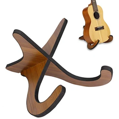 Afbeelding van Afneembare houten ukelele standaard opvouwbare gitaarhouders robuust X vormig frame met zachte rand voor ukelele, viool, mandoline en banjo