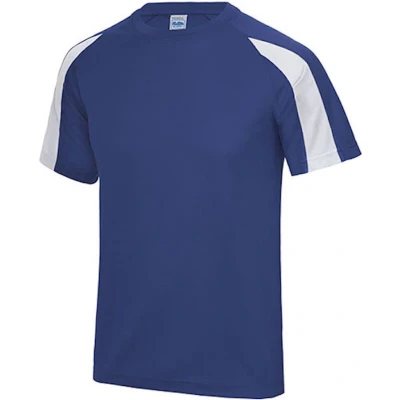 Afbeelding van Vegan T shirt &#039;Contrast&#039; met korte mouwen Royal Blue/White XL