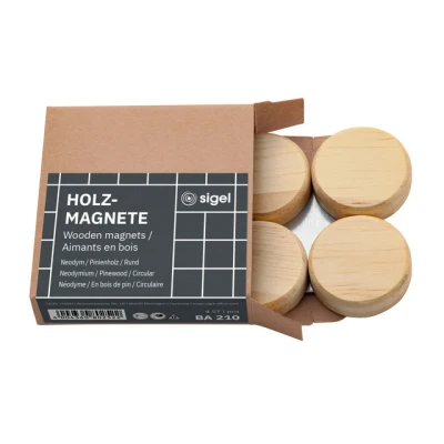Afbeelding van Magneten Sigel rond hout 4 stuk