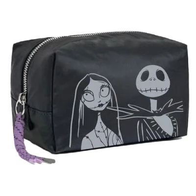 Afbeelding van Reistoilettas &quot;Nightmare Before Christmas&quot;, Zwart, grote inhoud, ritssluiting, opdruk Jack &amp; Sally origineel product, Toilettas voor op reis met inhoud