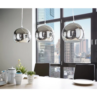Afbeelding van Hanglamp Pentola chroom zilverkleurig 75 cm 3 lampenkappen plafondlamp