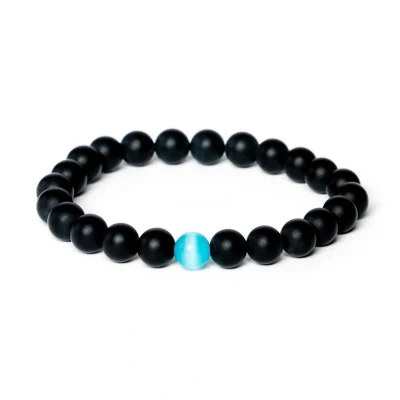 Afbeelding van Zentana Balans Armband Frosted Onyx &amp; Opaliet Focus 180mm