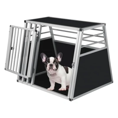 Afbeelding van EUGAD Hondtransportbox, aluminium, hondenbox, reisbox, autobox voor grote honden, Husky Samojeden Weimaraner, Border Collie Chow Shetland Sheepdog, 80 x 65 cm, XL 0007LL