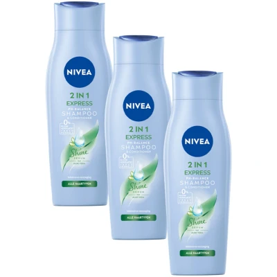 Afbeelding van 3x Nivea 2 in 1 Shampoo + Conditioner Care Express 250 ml