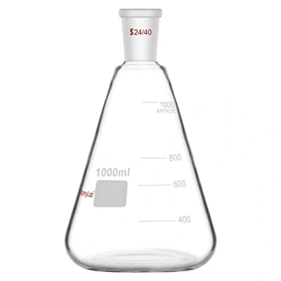 Afbeelding van stonylab Glazen 24/40 Erlenmeyerkolf, Borosilicaatglas Zware Wandkolf met Standaard Taps Toelopende Buitenverbinding, 1000 ml