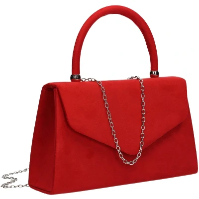 Afbeelding van SwankySwans Dames Kendall Suede Envelop Party Prom Clutch Bag Clutch, Rood, Eén maat